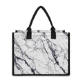 White Gray Scratch Marble Print Canvas Tote Bag