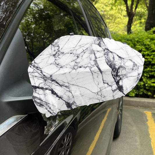 White Gray Scratch Marble Print Car Side Mirror Covers
