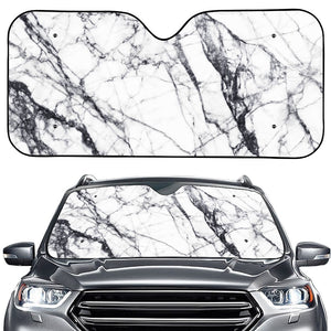 White Gray Scratch Marble Print Car Windshield Sun Shade