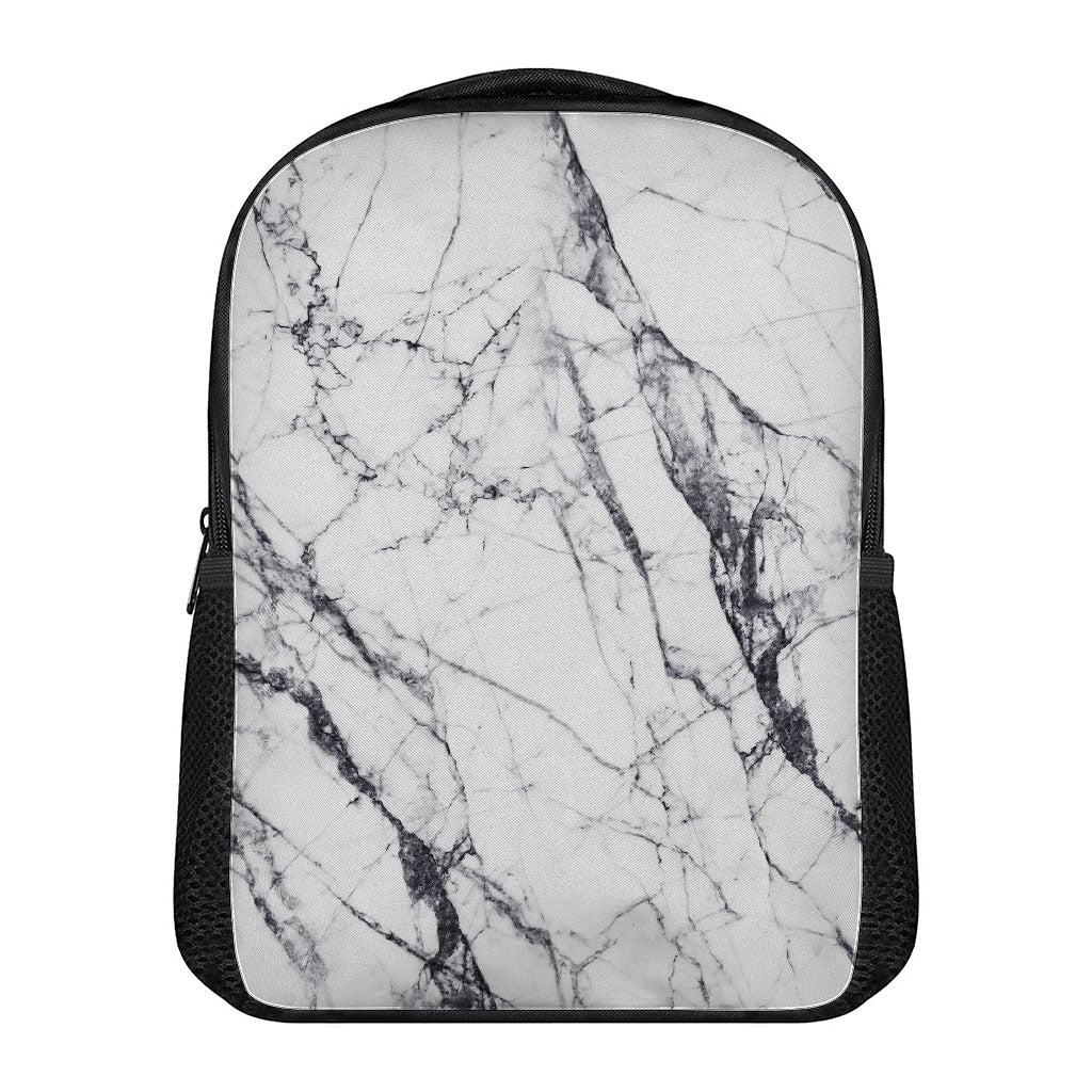 White Gray Scratch Marble Print Casual Backpack