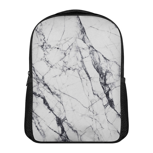 White Gray Scratch Marble Print Casual Backpack