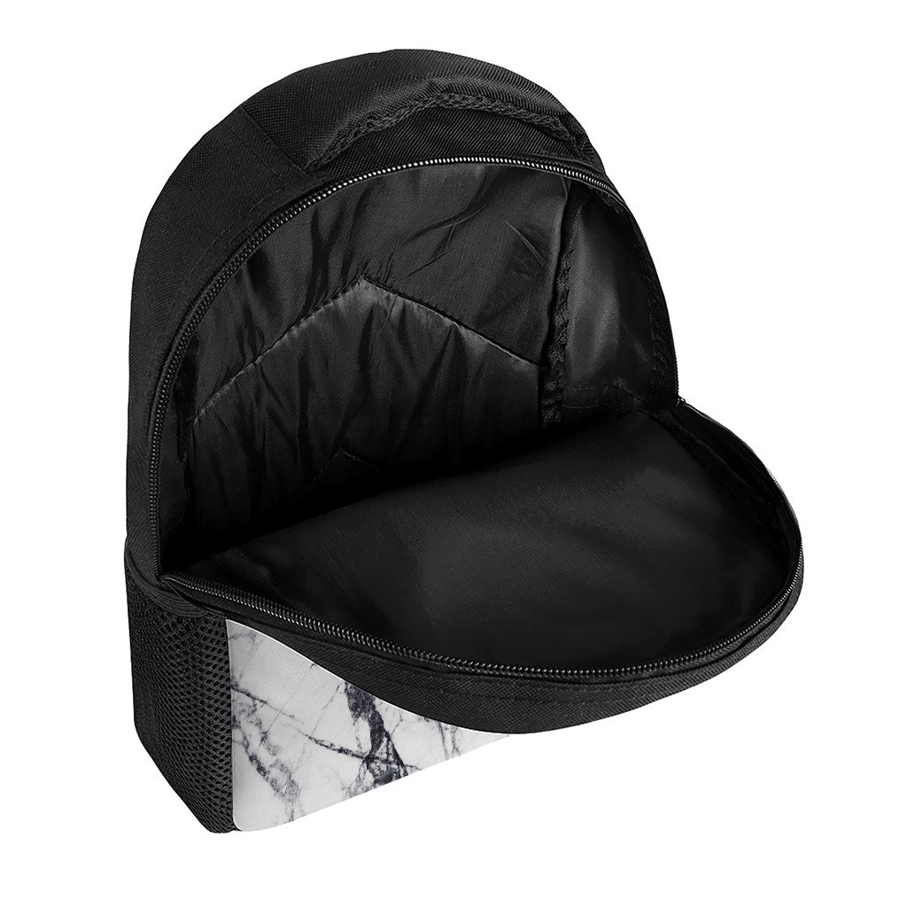 White Gray Scratch Marble Print Casual Backpack