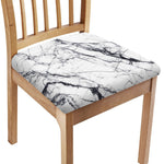 White Gray Scratch Marble Print Chair Cushion Cover