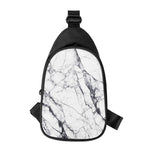 White Gray Scratch Marble Print Chest Bag