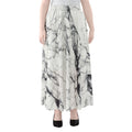 White Gray Scratch Marble Print Chiffon Maxi Skirt