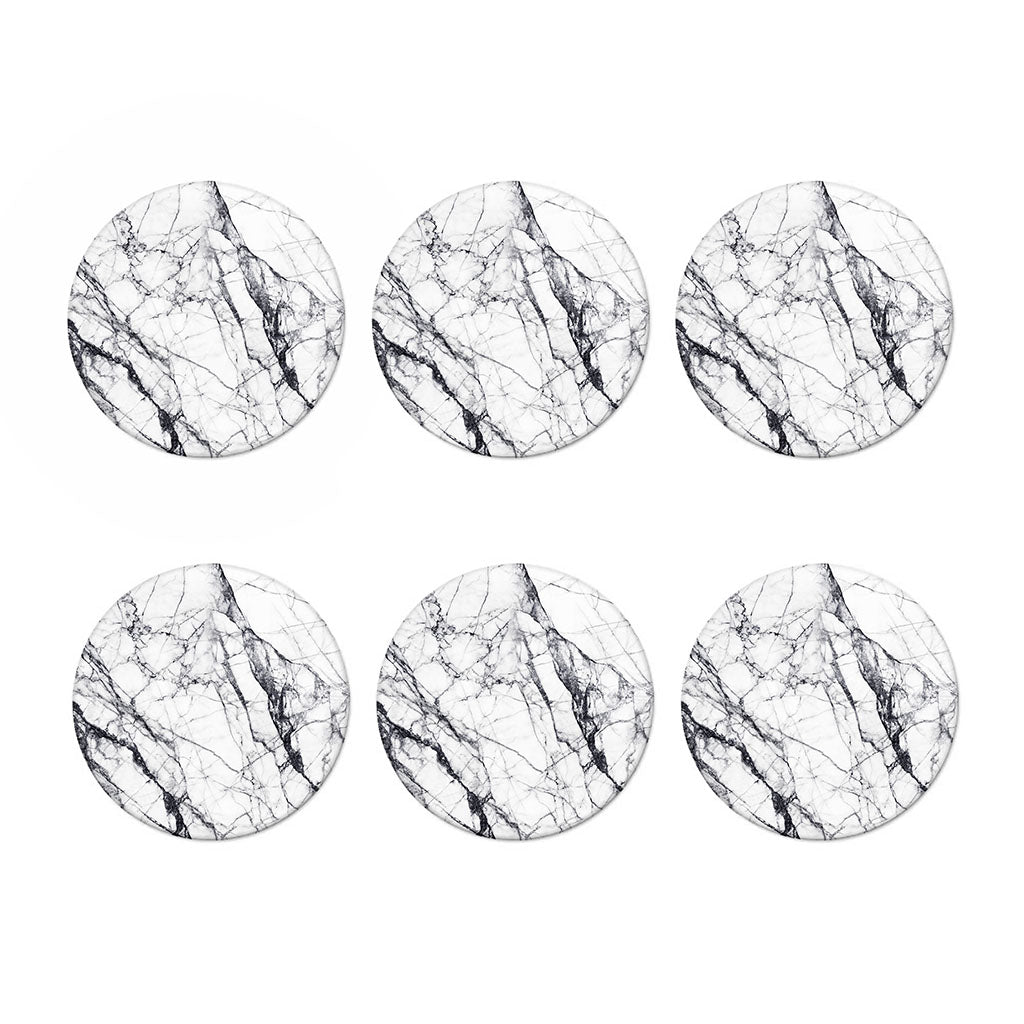 White Gray Scratch Marble Print Coaster Set