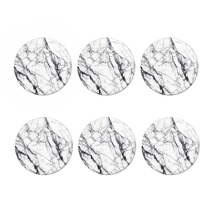 White Gray Scratch Marble Print Coaster Set