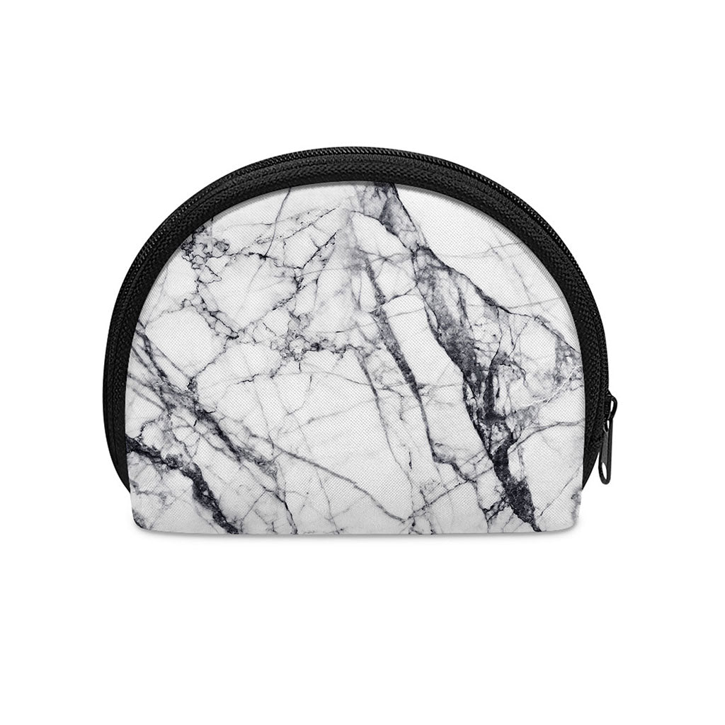 White Gray Scratch Marble Print Coin Purse