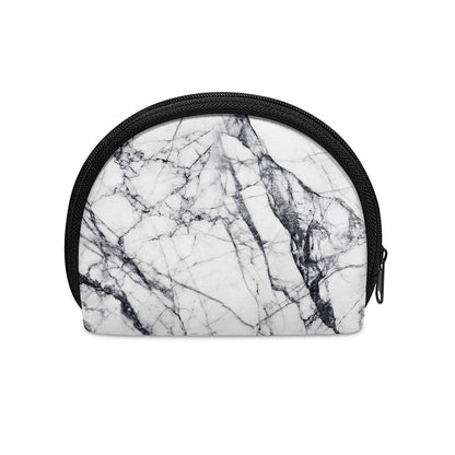 White Gray Scratch Marble Print Coin Purse