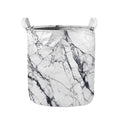 White Gray Scratch Marble Print Collapsible Laundry Basket