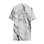 White Gray Scratch Marble Print Cotton Hawaiian Shirt