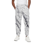 White Gray Scratch Marble Print Cotton Pants