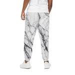 White Gray Scratch Marble Print Cotton Pants