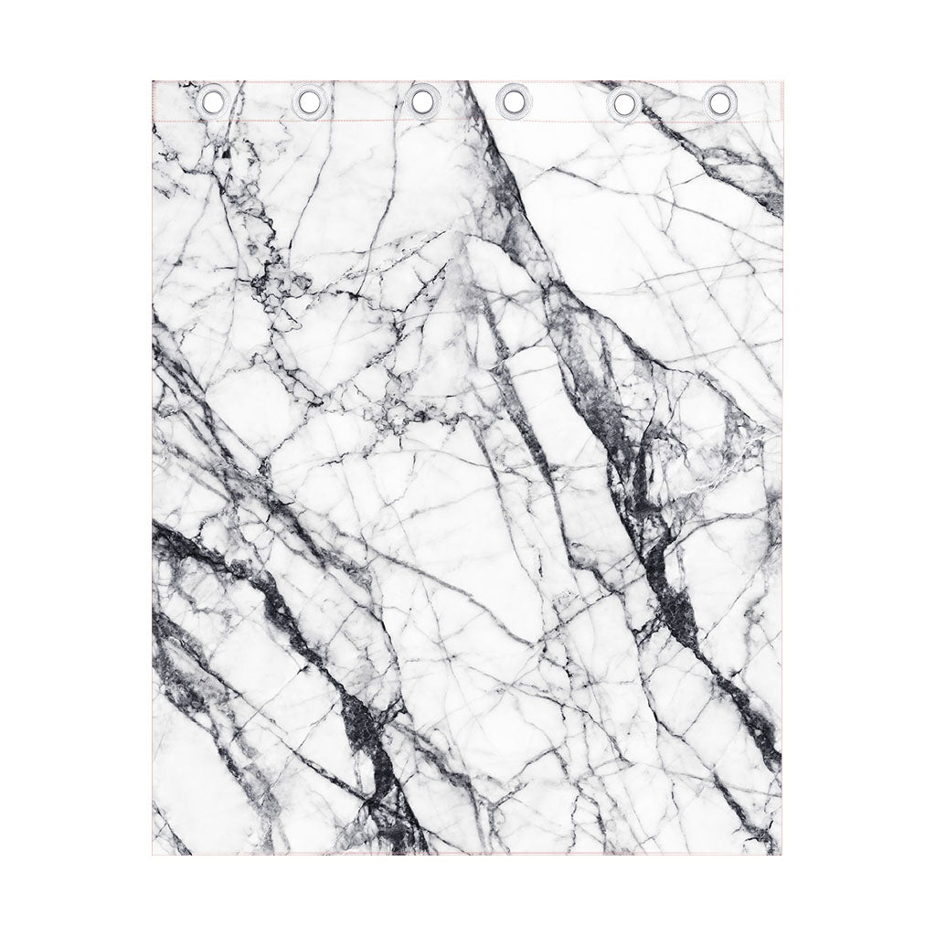 White Gray Scratch Marble Print Curtain