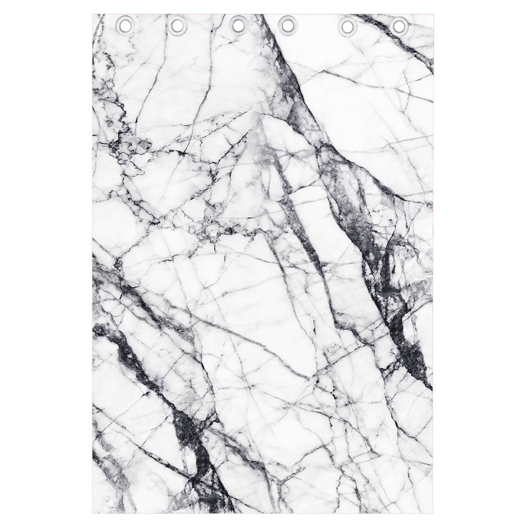 White Gray Scratch Marble Print Curtain