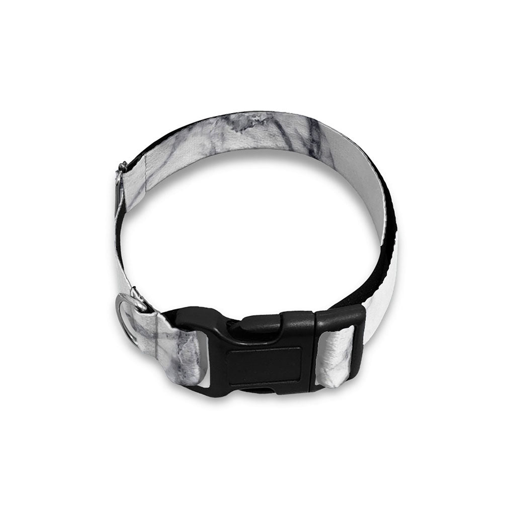 White Gray Scratch Marble Print Dog Collar