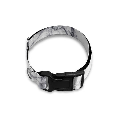 White Gray Scratch Marble Print Dog Collar