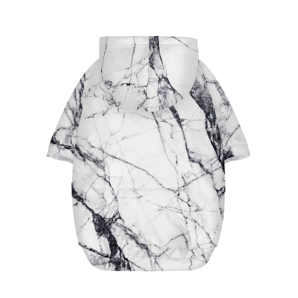 White Gray Scratch Marble Print Dog Zip Up Hoodie