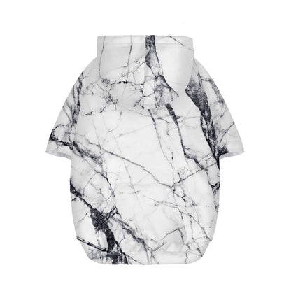 White Gray Scratch Marble Print Dog Zip Up Hoodie