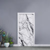 White Gray Scratch Marble Print Door Sticker