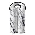 White Gray Scratch Marble Print Double Neoprene Wine Tote