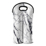 White Gray Scratch Marble Print Double Neoprene Wine Tote