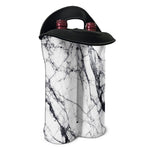 White Gray Scratch Marble Print Double Neoprene Wine Tote