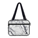 White Gray Scratch Marble Print Double Strap Bible Bag