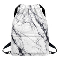 White Gray Scratch Marble Print Drawstring Backpack