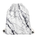 White Gray Scratch Marble Print Drawstring Bag