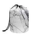White Gray Scratch Marble Print Drawstring Makeup Bag