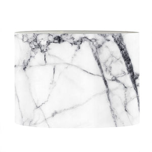 White Gray Scratch Marble Print Drum Lamp Shade