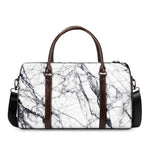 White Gray Scratch Marble Print Duffle Bag