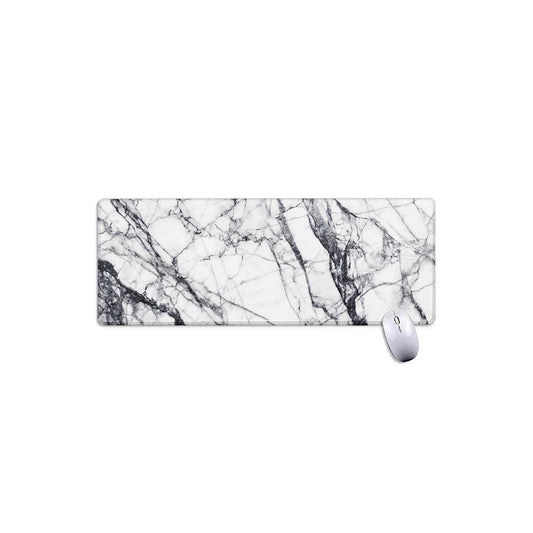 White Gray Scratch Marble Print Extended Mouse Pad
