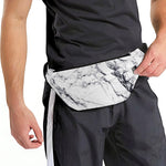 White Gray Scratch Marble Print Fanny Pack