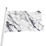 White Gray Scratch Marble Print Flag