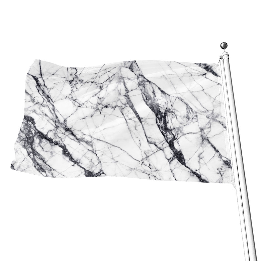 White Gray Scratch Marble Print Flag