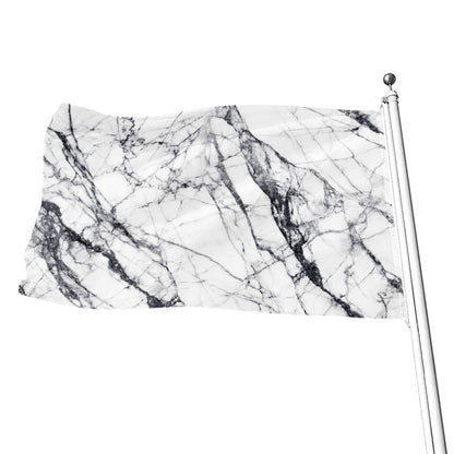 White Gray Scratch Marble Print Flag