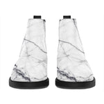 White Gray Scratch Marble Print Flat Ankle Boots