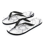 White Gray Scratch Marble Print Flip Flops