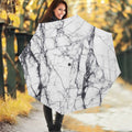 White Gray Scratch Marble Print Foldable Umbrella
