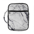 White Gray Scratch Marble Print Front Pocket Bible Bag