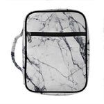 White Gray Scratch Marble Print Front Pocket Bible Bag