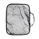 White Gray Scratch Marble Print Front Pocket Bible Bag