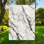 White Gray Scratch Marble Print Garden Flag