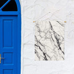 White Gray Scratch Marble Print Garden Flag