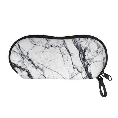 White Gray Scratch Marble Print Glasses Case