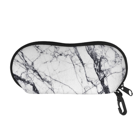 White Gray Scratch Marble Print Glasses Case