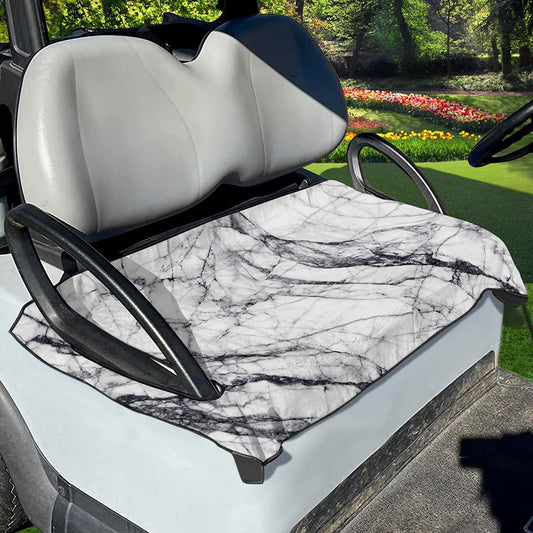 White Gray Scratch Marble Print Golf Cart Seat Cover