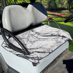 White Gray Scratch Marble Print Golf Cart Seat Cover